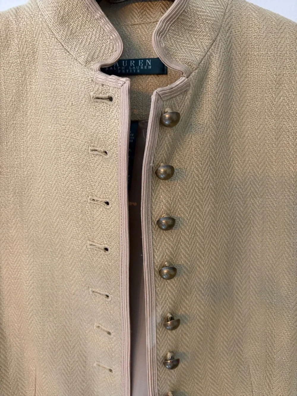 Lauren Ralph Lauren Tan Military-Inspired Button Jacket- Vintage Rarity!! - Picture 4 of 6